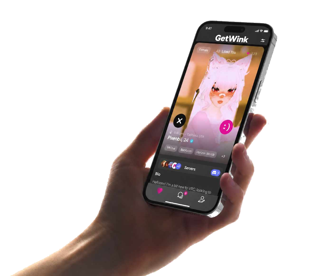 Hand holding smartphone displaying GetWink app